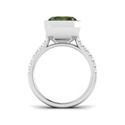 Green Tourmaline Emerald Cut Ring in 10K/14K gold and platinum with certified lab-grown or natural diamonds