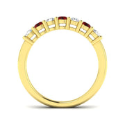 Ruby Half Eternity Ring with Round Diamonds in 10K/14K gold and platinum with certified lab-grown or natural diamonds
