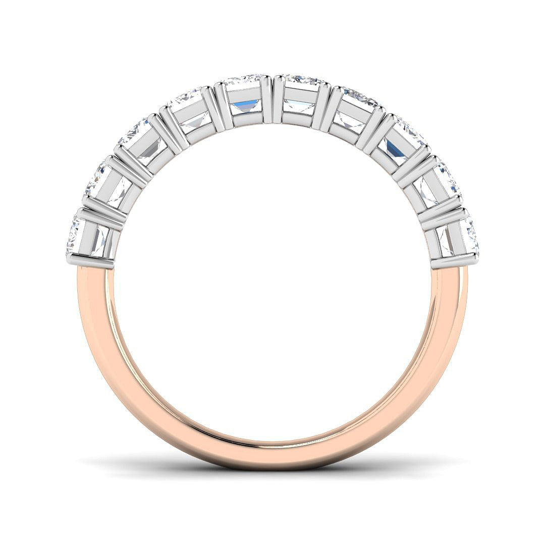 Emerald Diamond Half Eternity Ring in 10K/14K gold and platinum with certified lab-grown or natural diamonds