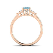Oval Cut Aquamarine Ring with Cluster Side Accents in 10K/14K gold and platinum with certified lab-grown or natural diamonds