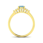 Oval Cut Aquamarine Ring with Cluster Side Accents in 10K/14K gold and platinum with certified lab-grown or natural diamonds