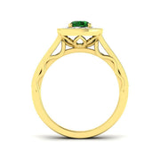 Oval Emerald Halo Ring with Natural Round Diamond in 10K/14K gold and platinum with certified lab-grown or natural diamonds
