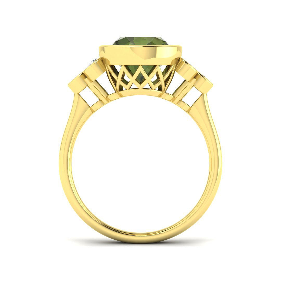 Oval Green Tourmaline Engagement Ring in 10K/14K gold and platinum with certified lab-grown or natural diamonds