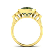 Green Tourmaline Diamond Ring in 10K/14K gold and platinum with certified lab-grown or natural diamonds
