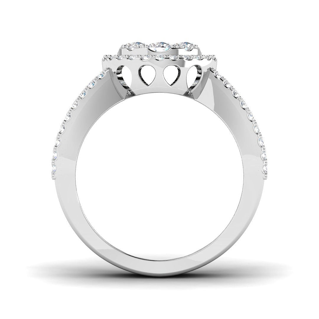 Round Cluster Halo Diamond Ring 1.25ct in 10K/14K gold and platinum with certified lab-grown or natural diamonds