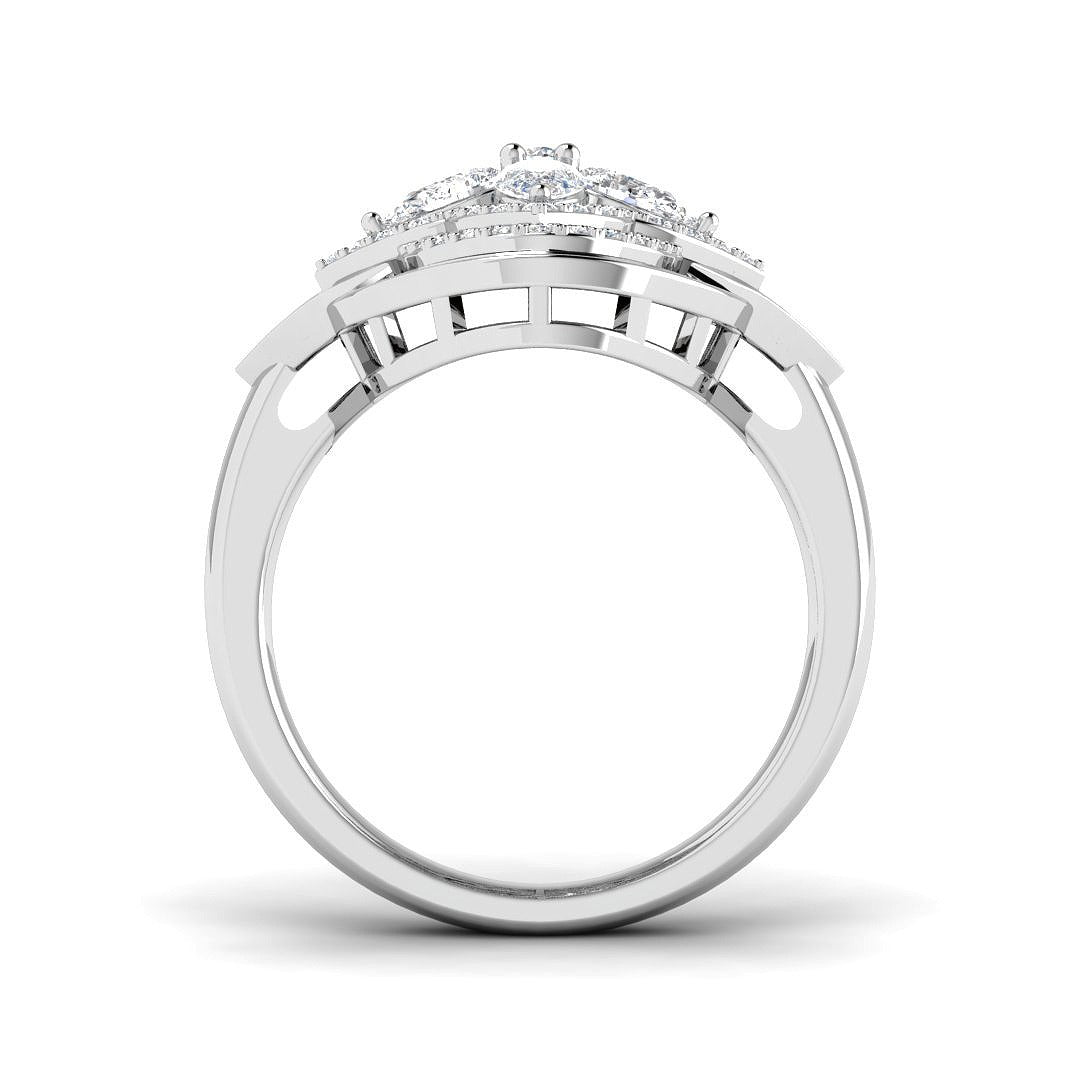 Floral Designer Diamond Statement Ring 1ct in 10K/14K gold and platinum with certified lab-grown or natural diamonds