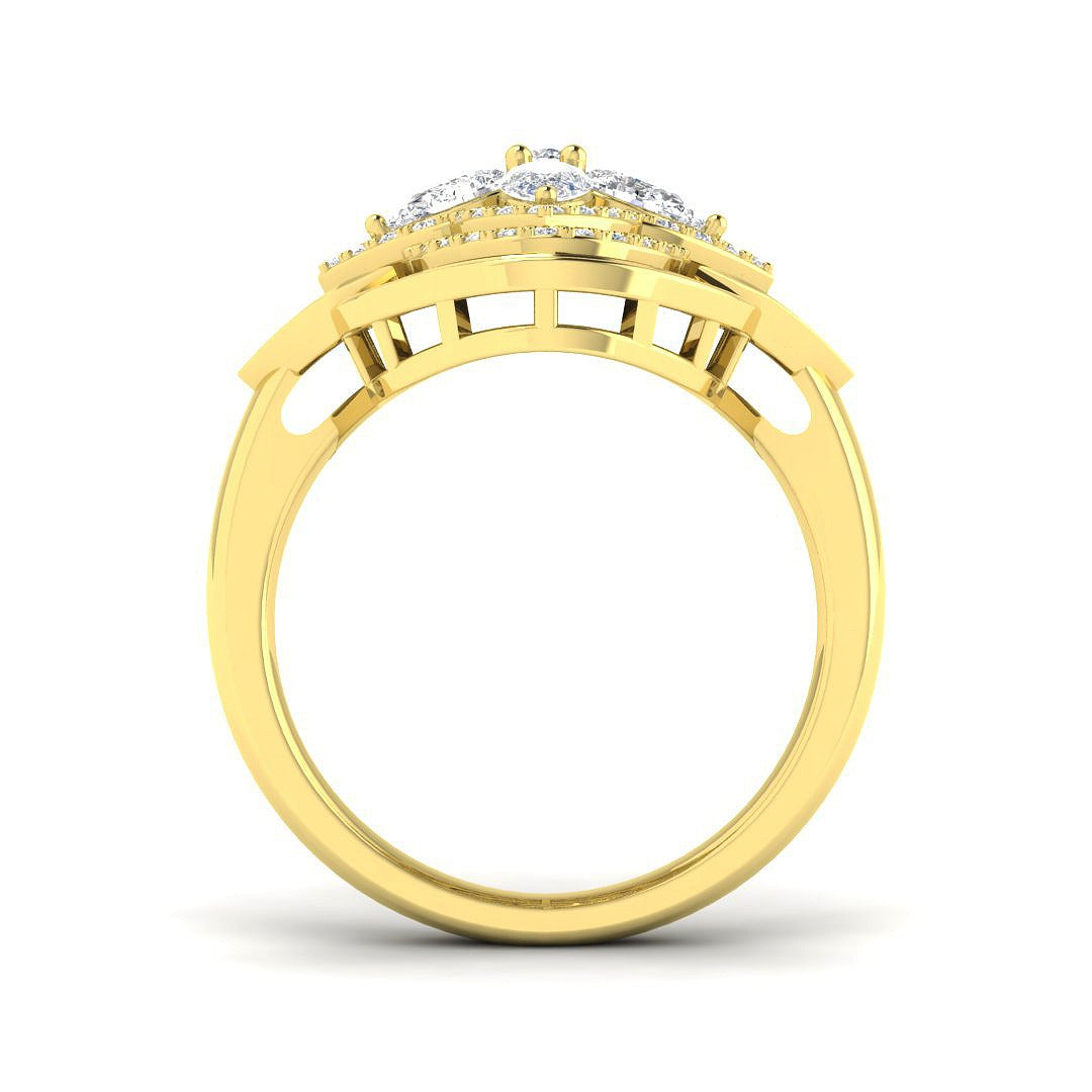 Floral Designer Diamond Statement Ring 1ct in 10K/14K gold and platinum with certified lab-grown or natural diamonds