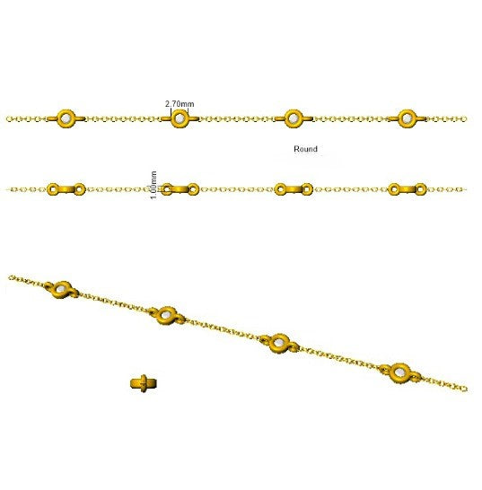 Natural Round Cut Bezel Set with Double Chain Diamond Station Bracelet in 10K/14K gold and platinum with certified lab-grown or natural diamonds
