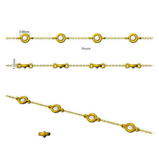 Natural Round Cut Bezel Set with Double Chain Diamond Station Bracelet in 10K/14K gold and platinum with certified lab-grown or natural diamonds