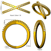 Lab & Natural Criss-Cross Diamond Ring in 10K/14K gold and platinum with certified lab-grown or natural diamonds
