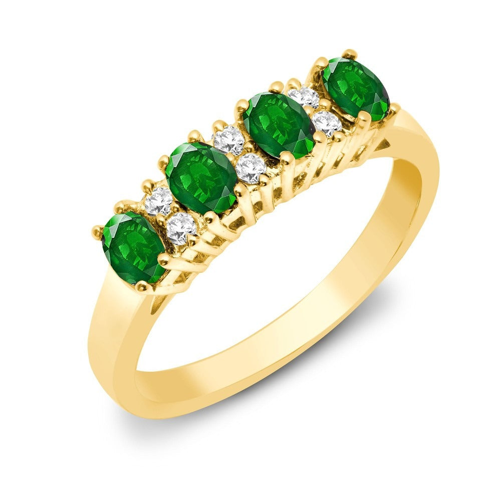 Emerald Diamond Ring in Oval Cut with Natural Round Diamonds in 10K/14K gold and platinum with certified lab-grown or natural diamonds