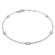 Round Diamond Station Bracelet with Bezel Set Diamonds in 10K/14K gold and platinum with certified lab-grown or natural diamonds