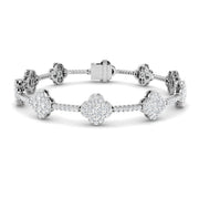 Vintage Bracelet with Round Diamond Clover Links in Gold or in 10K/14K gold and platinum with certified lab-grown or natural diamonds
