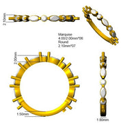 Marquise and Round Diamond Half Eternity Ring in 10K/14K gold and platinum with certified lab-grown or natural diamonds