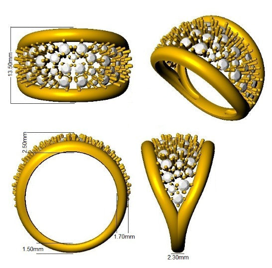 Lab-Grown Round Diamond Fancy Ring in 10K/14K gold and platinum with certified lab-grown or natural diamonds