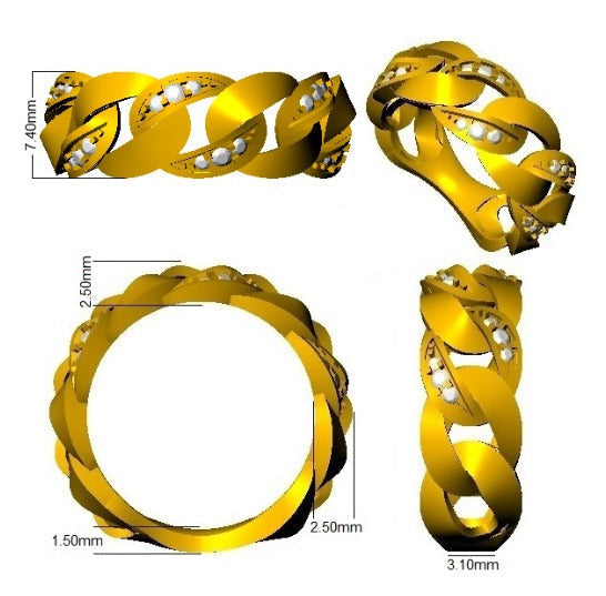 Lab-Grown Diamond Fancy Link Ring in 10K/14K gold and platinum with certified lab-grown or natural diamonds