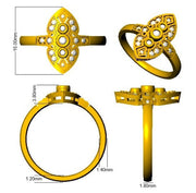 Emerald Trio Ring with Milgrain Diamond Design in 10K/14K gold and platinum with certified lab-grown or natural diamonds