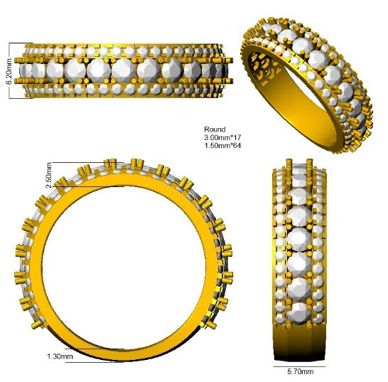 Diamond Half Eternity Ring in 10K/14K gold and platinum with certified lab-grown or natural diamonds