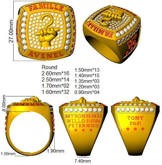 Prestige Diamond Signet Ring in 10K/14K gold and platinum with certified lab-grown or natural diamonds