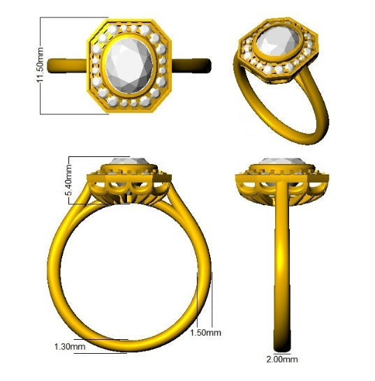 Diamond Barobk Blue Sapphire Ring in 10K/14K gold and platinum with certified lab-grown or natural diamonds
