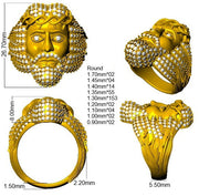 Luxury Lion Head Diamond Fancy Ring in 10K/14K gold and platinum with certified lab-grown or natural diamonds