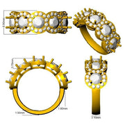 Five Stone Halo Diamond Ring 3.5ct in 10K/14K gold and platinum with certified lab-grown or natural diamonds