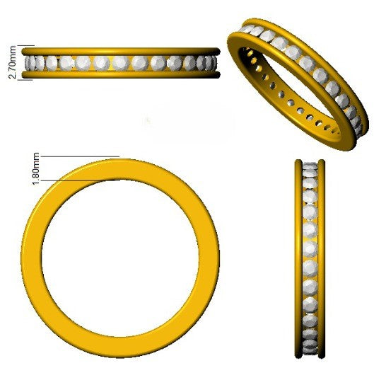 Blue Sapphire & Diamond Full Eternity Wedding Ring in 10K/14K gold and platinum with certified lab-grown or natural diamonds