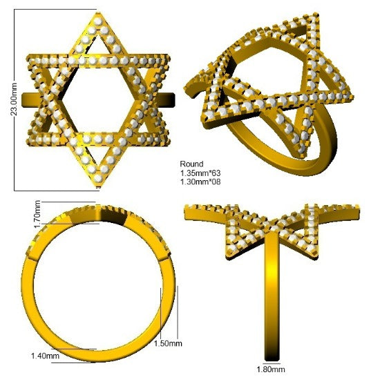 Diamond Tibtages Fancy Ring in 10K/14K gold and platinum with certified lab-grown or natural diamonds