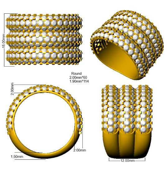 Diamond Pave Ring in 10K/14K gold and platinum with certified lab-grown or natural diamonds