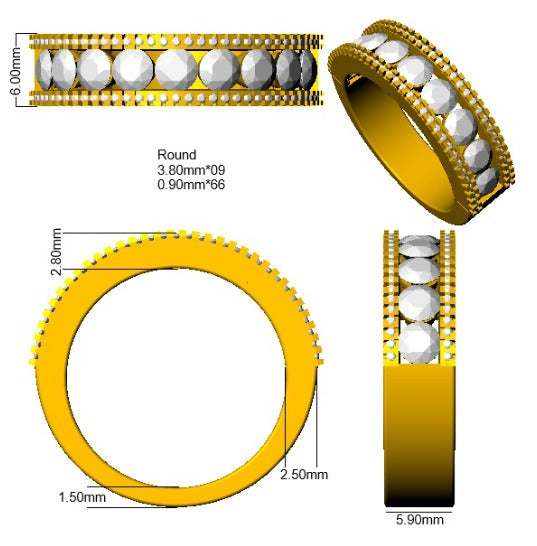Diamond Half Eternity Ring in 10K/14K gold and platinum with certified lab-grown or natural diamonds
