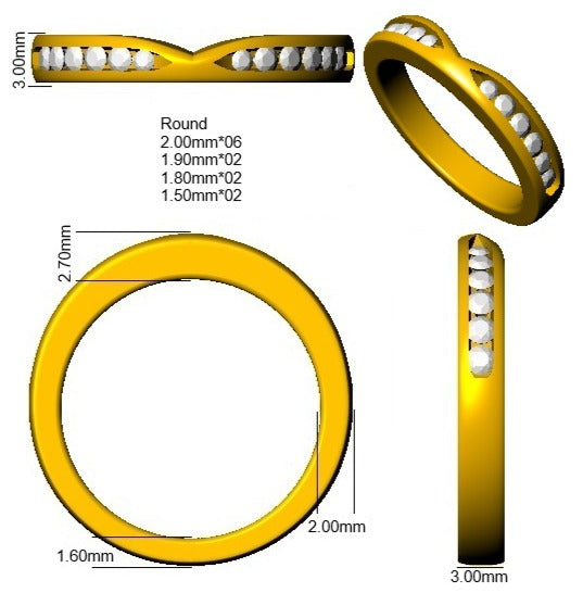 Diamond Half Eternity Ring in 10K/14K gold and platinum with certified lab-grown or natural diamonds