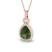 Green Tourmaline Diamond Pendant 2ct in 10K/14K gold and platinum with certified lab-grown or natural diamonds