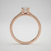 Oval Cut Diamond Engagement Ring with Double Pave Band in 10K/14K gold and platinum with certified lab-grown or natural diamonds