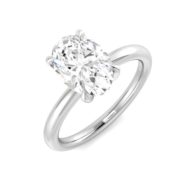 Elegant Oval Diamond Solitaire Engagement Ring | 10K & 14K Gold, Platinum