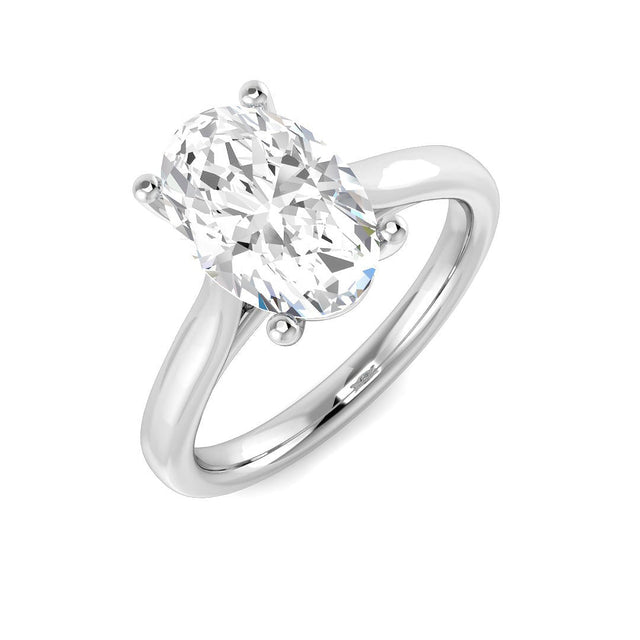 Classic Oval Diamond Solitaire Ring With Sleek Gold Finish | 10K & 14K Gold, Platinum