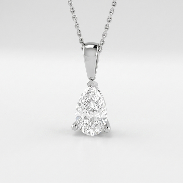 Pear Shape Lab Grown Diamond Solitaire Pendant | 10K & 14K Gold, Platinum