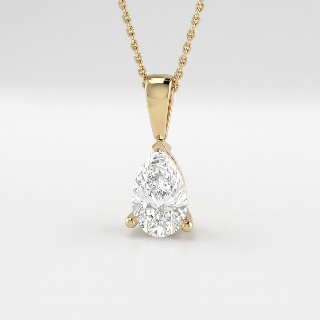 Pear Shape Lab Grown Diamond Solitaire Pendant in 10K/14K gold and platinum with certified lab-grown or natural diamonds