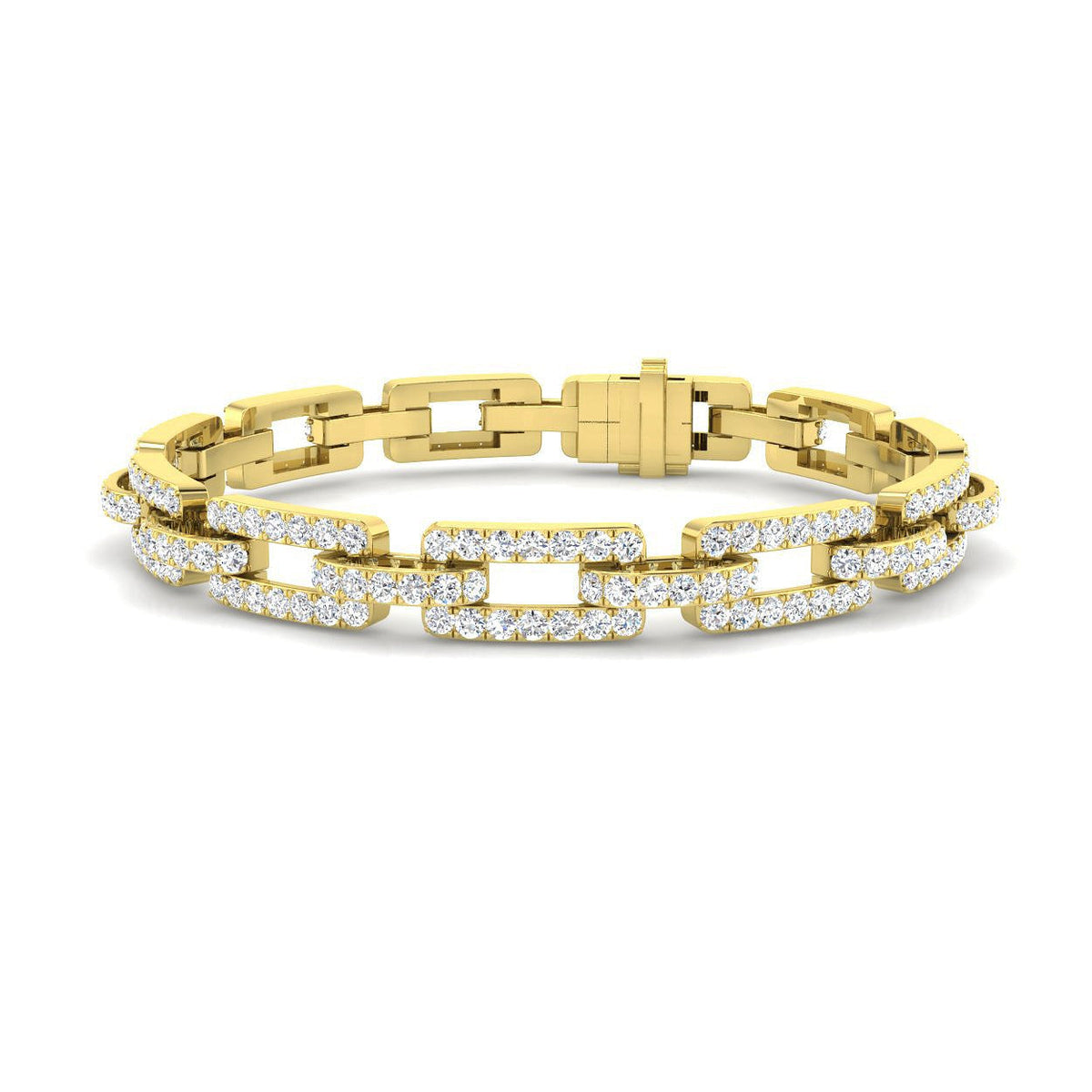 Luxury Natural Round Cut Diamond Paperclip Link Bracelet with Box Clasp in 10K/14K gold and platinum with certified lab-grown or natural diamonds