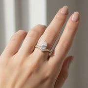 Pear Wishbone Diamond Engagement Ring in 10K/14K gold and platinum with certified lab-grown or natural diamonds