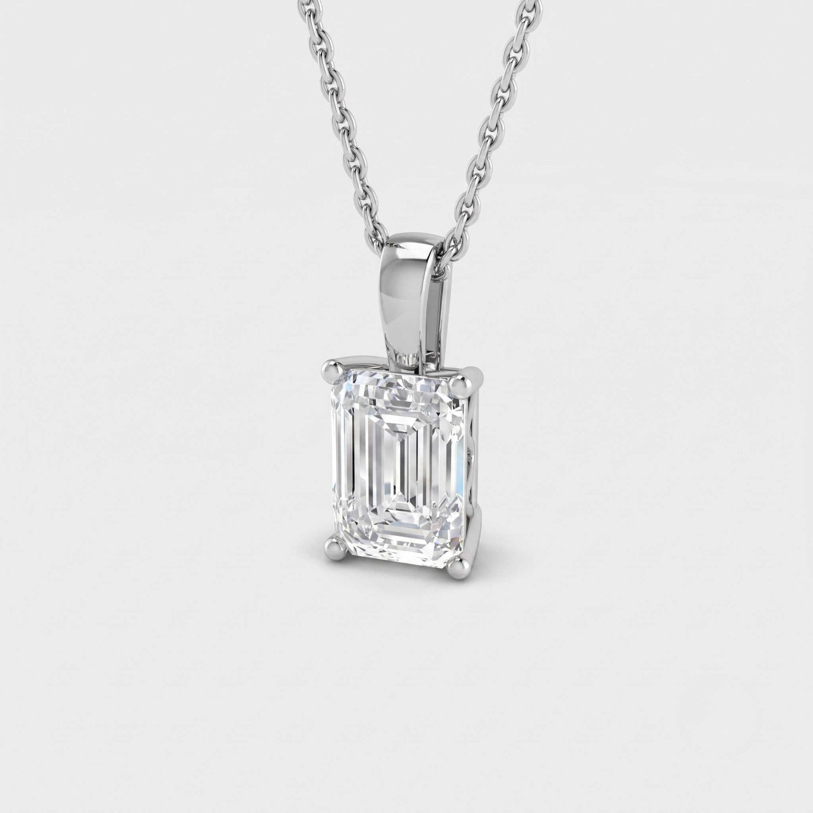 Lab Grown Emerald Cut Diamond Pendant in 10K/14K gold and platinum with certified lab-grown or natural diamonds