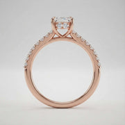 Radiant Cut Diamond Engagement Ring with Pave Diamond in 10K/14K gold and platinum with certified lab-grown or natural diamonds