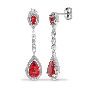 Linseyl Garnet Yellow Gold 3 Prong  Diamond Earrings