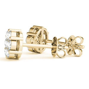 Fairamay Natural Yellow Gold Claw Set Cluster Diamond Earrings