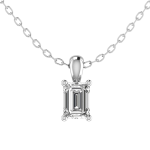 Rutina Lab-Created Diamond Emerald cut 4 Prong  Solitaire Pendant Necklace