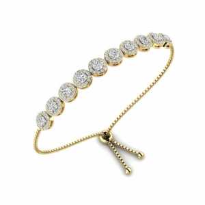 Paulie Natural Diamond Yellow Gold 4 Prong Friendship Bracelet
