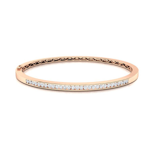 Sheral Natural Rose Gold Channel Set Diamond Bangle Bracelet