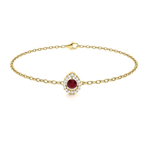 Riegan Natural Ruby Yellow Gold 3 Prong Gemstone Bracelet