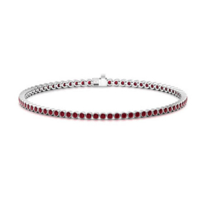 Radella Natural Ruby Platinum Bezel Set Gemstone Bracelet