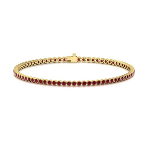 Radella Natural Ruby Yellow Gold Bezel Set Gemstone Bracelet
