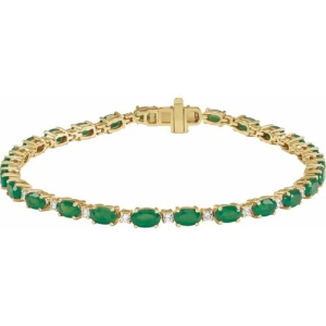 Ralana Emerald Yellow Gold 4 Prong  Bracelet